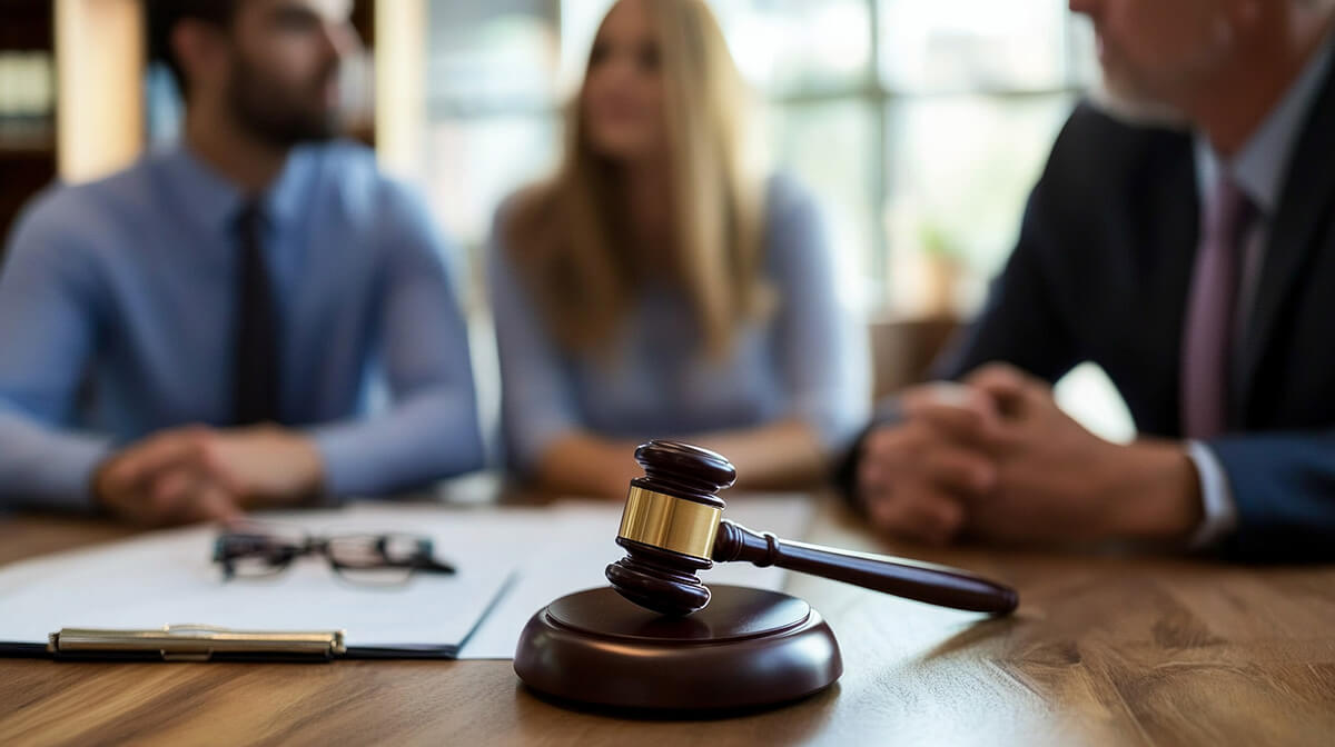 Couple consulting with a lawyer