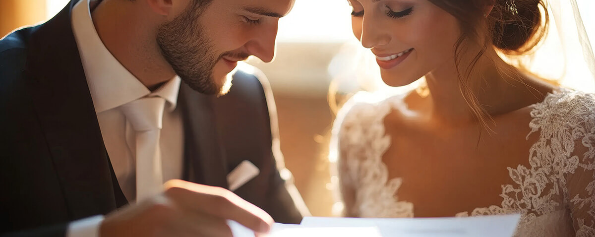 sitting together with young couple at the desk in office